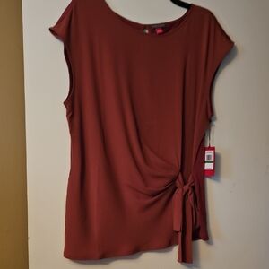 Vince Camuto Terracotta Blouse with Side Tie